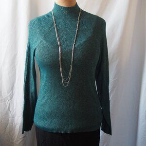 Banana Republic Green Metallic Mock-Neck Sweater Sized L